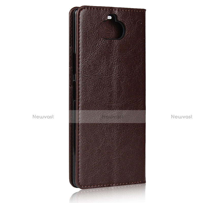 Leather Case Stands Flip Cover Holder for Sony Xperia 8 Brown