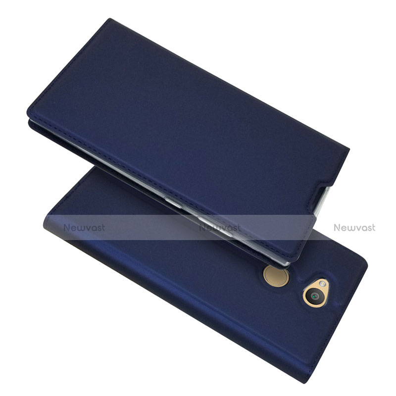 Leather Case Stands Flip Cover Holder for Sony Xperia L2 Blue