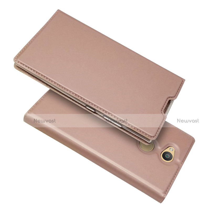 Leather Case Stands Flip Cover Holder for Sony Xperia L2 Rose Gold