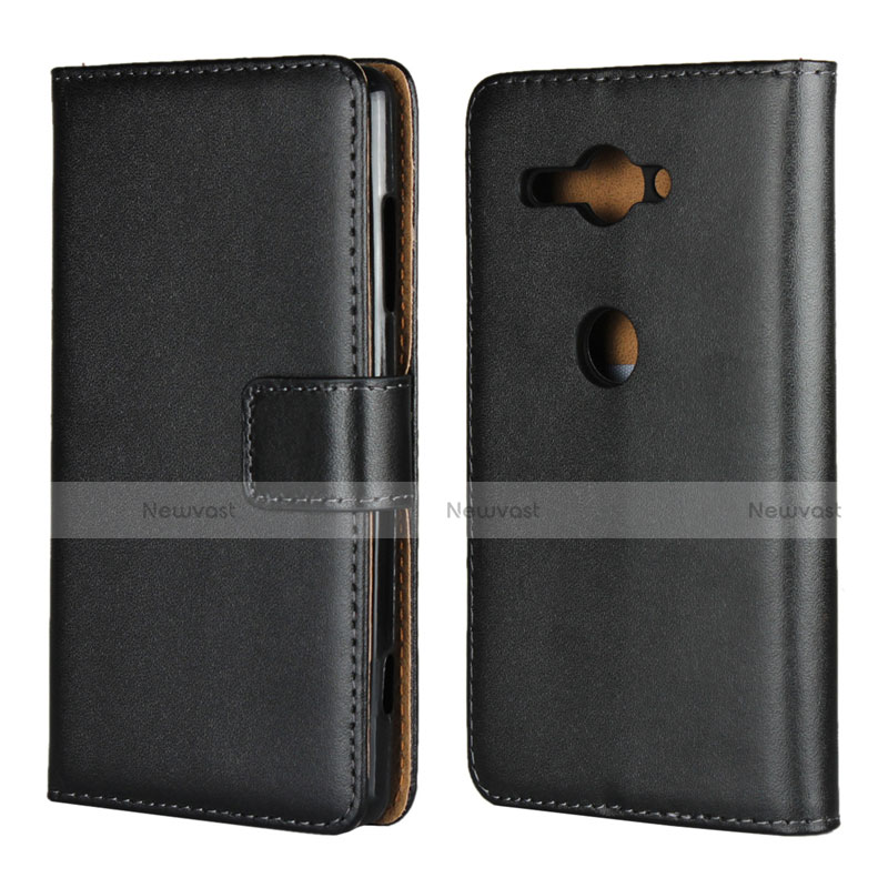 Leather Case Stands Flip Cover Holder for Sony Xperia XZ2 Compact Black