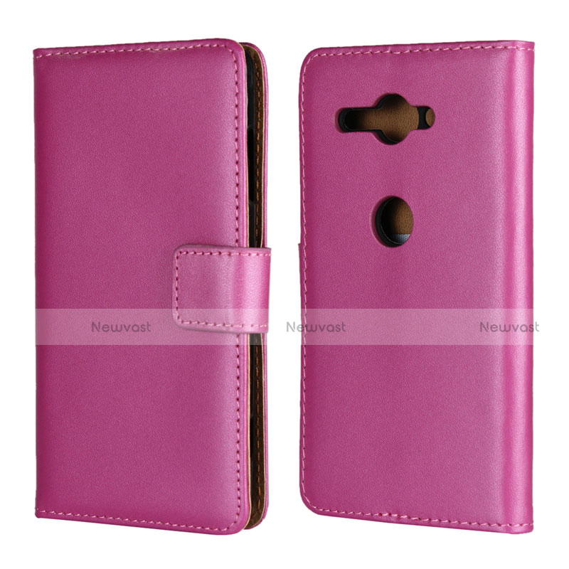 Leather Case Stands Flip Cover Holder for Sony Xperia XZ2 Compact Hot Pink