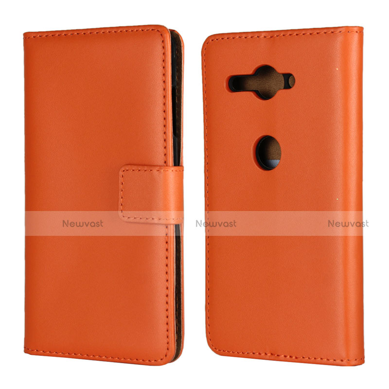 Leather Case Stands Flip Cover Holder for Sony Xperia XZ2 Compact Orange