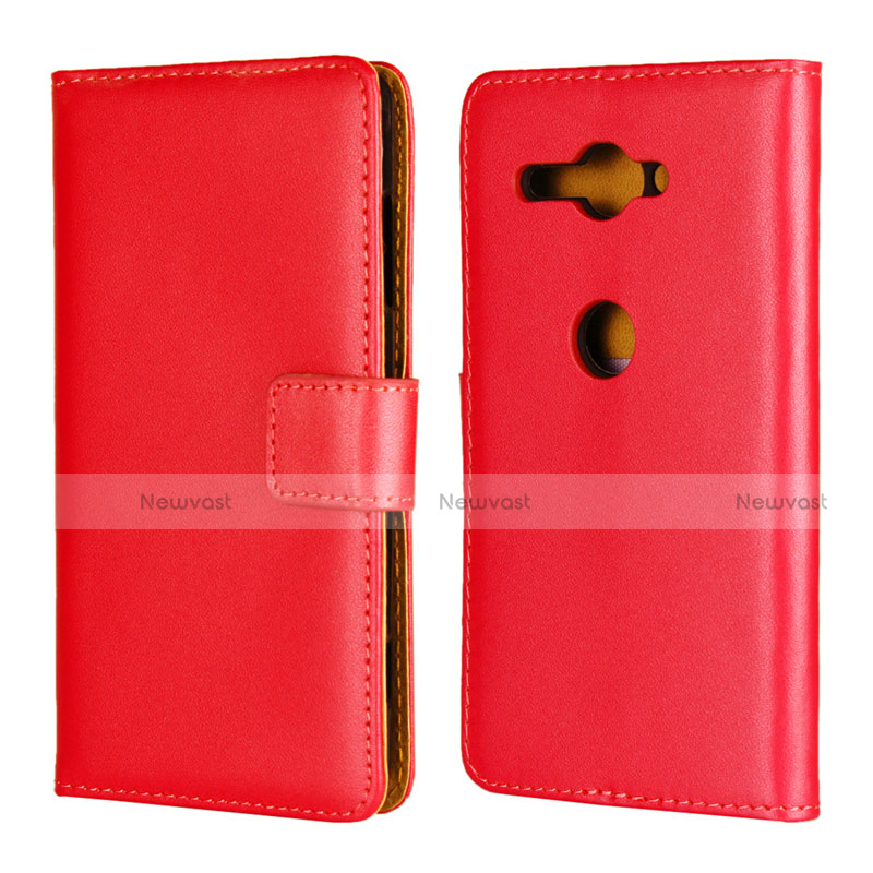 Leather Case Stands Flip Cover Holder for Sony Xperia XZ2 Compact Red