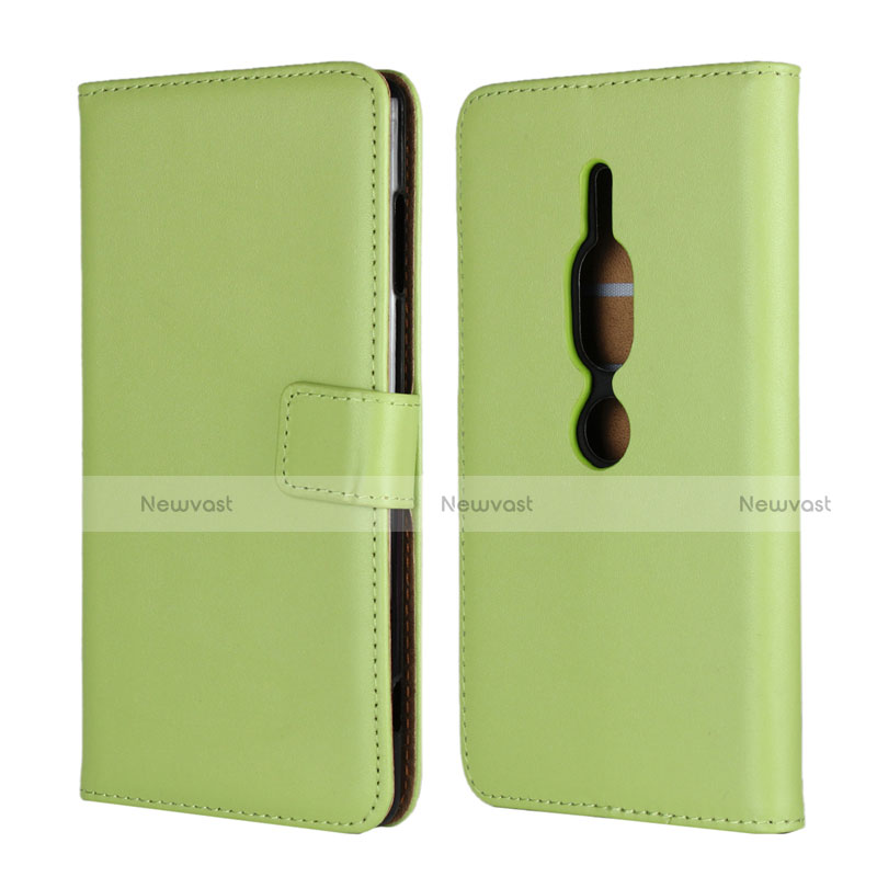 Leather Case Stands Flip Cover Holder for Sony Xperia XZ2 Premium Green