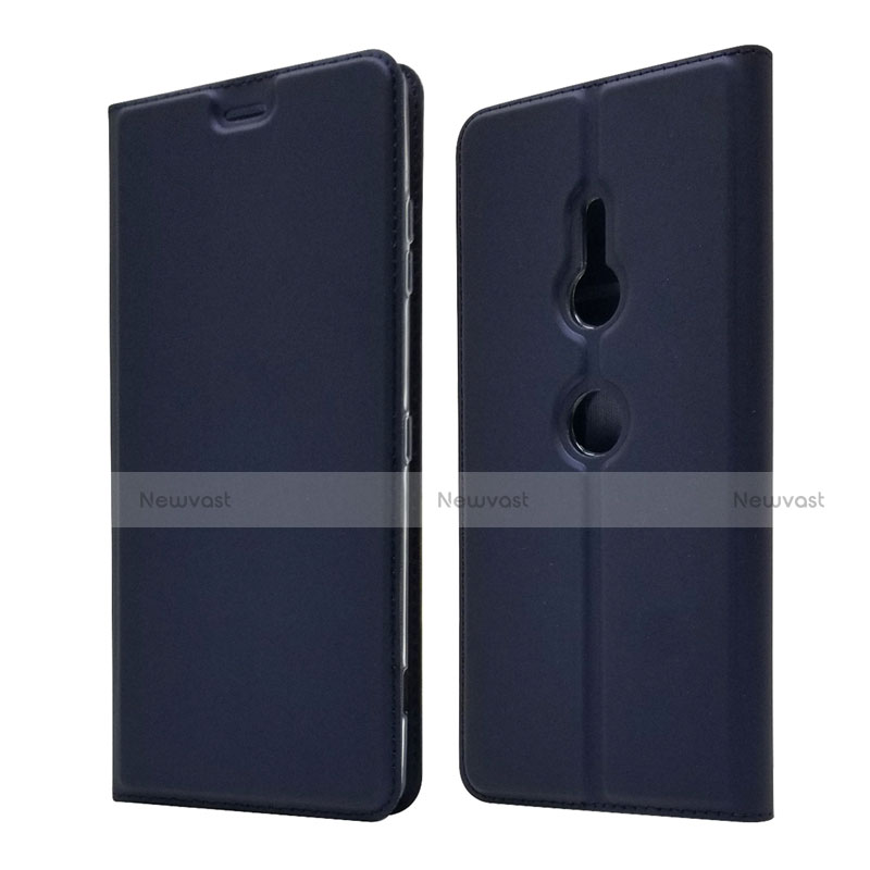 Leather Case Stands Flip Cover Holder for Sony Xperia XZ3 Blue