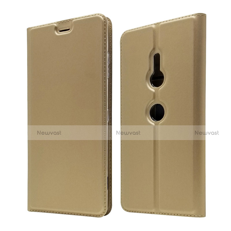 Leather Case Stands Flip Cover Holder for Sony Xperia XZ3 Gold