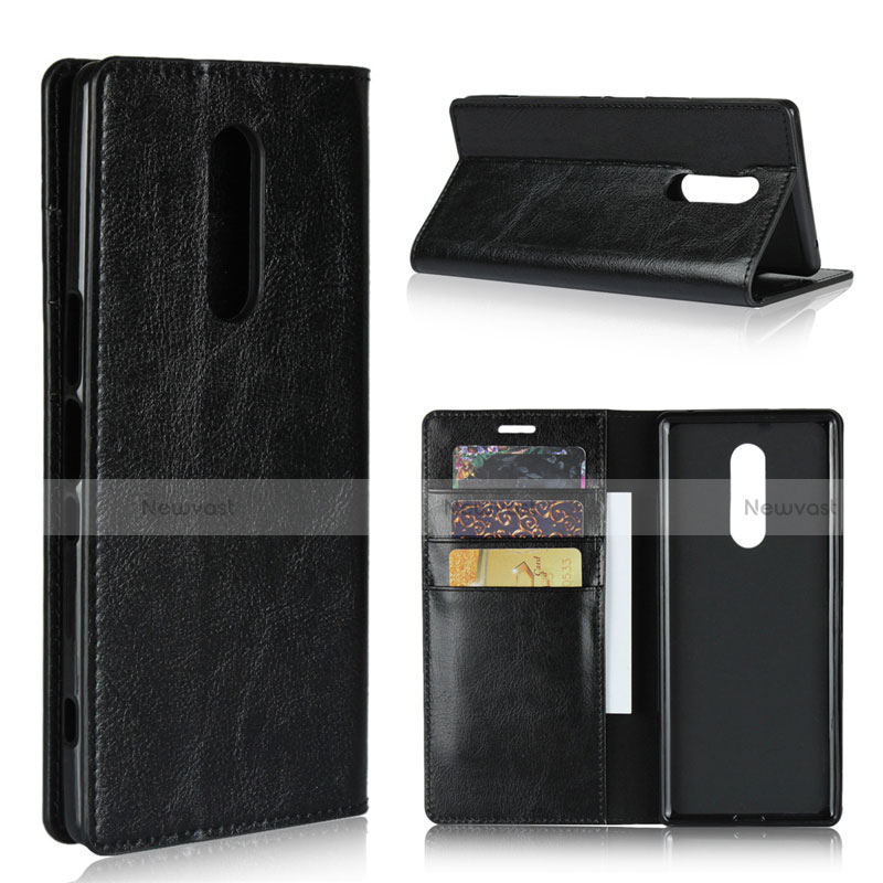 Leather Case Stands Flip Cover Holder for Sony Xperia XZ4 Black