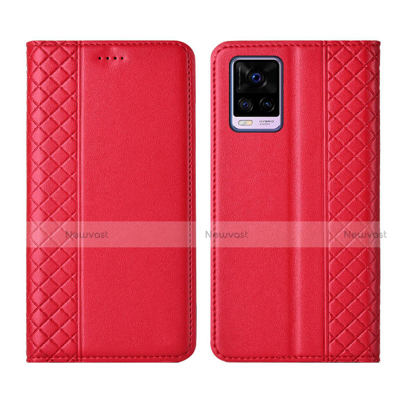 Leather Case Stands Flip Cover Holder for Vivo V20 Pro 5G Red