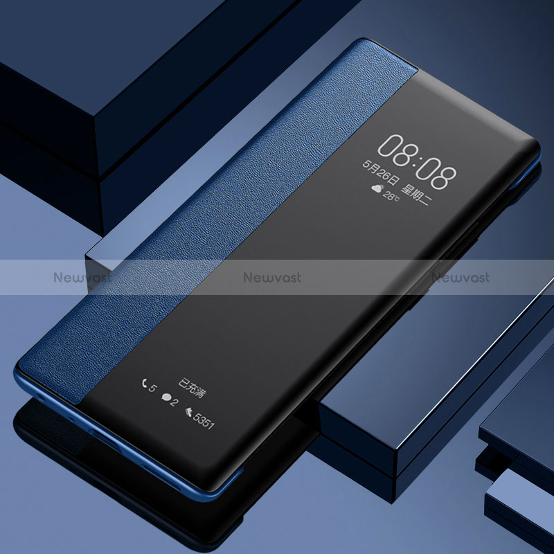 Leather Case Stands Flip Cover Holder for Vivo Y53t 5G Blue