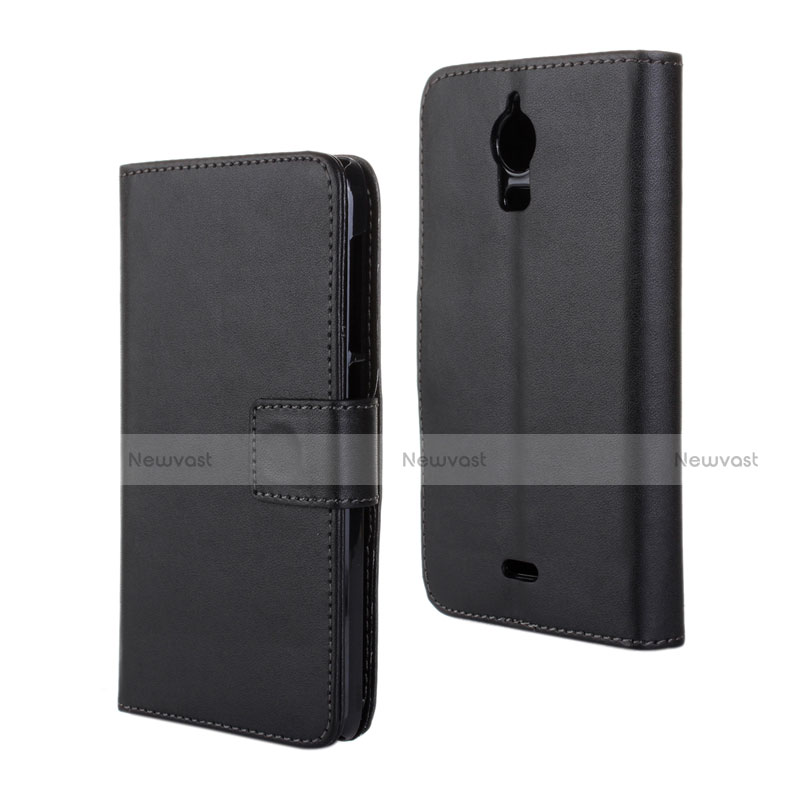 Leather Case Stands Flip Cover Holder for Wiko Wax Black