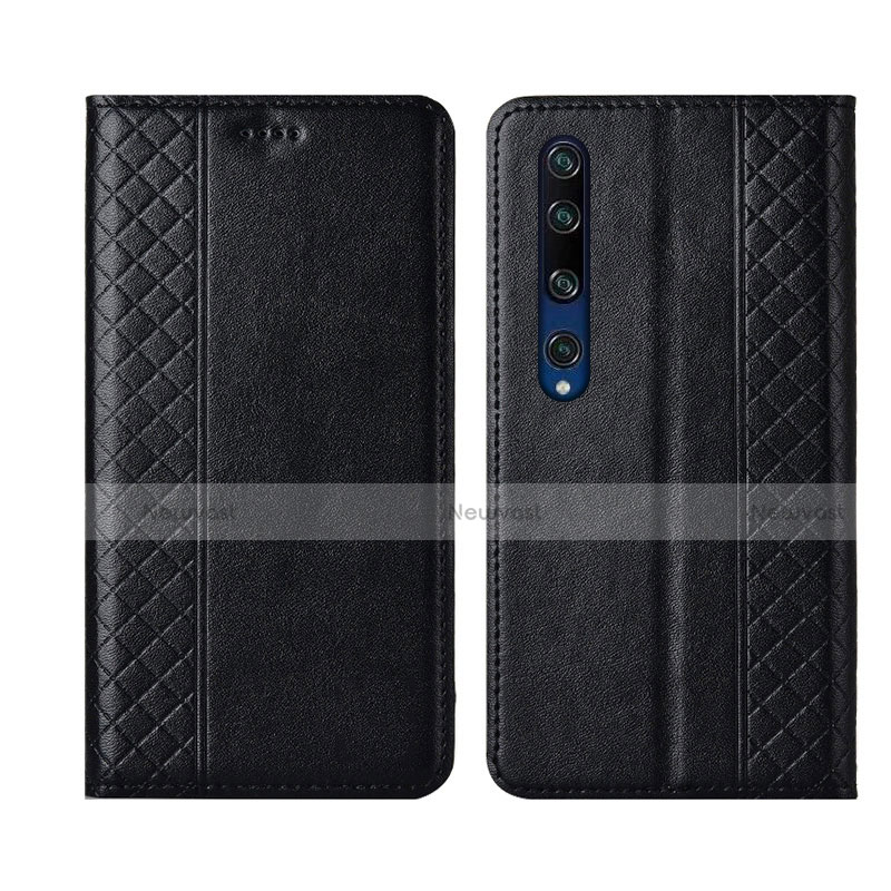 Leather Case Stands Flip Cover Holder for Xiaomi Mi 10 Black