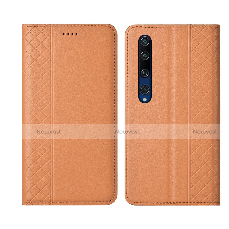 Leather Case Stands Flip Cover Holder for Xiaomi Mi 10 Orange