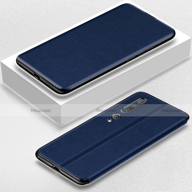 Leather Case Stands Flip Cover Holder for Xiaomi Mi 10 Pro Blue