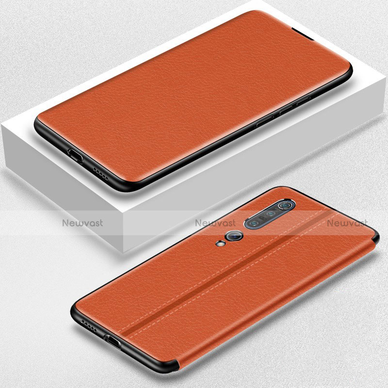 Leather Case Stands Flip Cover Holder for Xiaomi Mi 10 Pro Orange