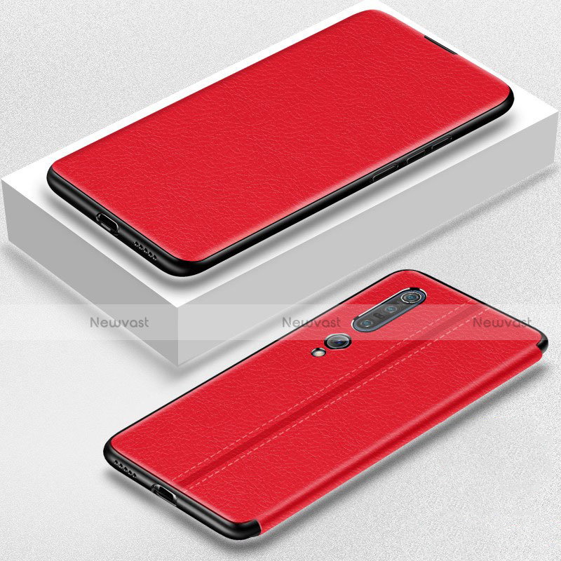 Leather Case Stands Flip Cover Holder for Xiaomi Mi 10 Pro Red