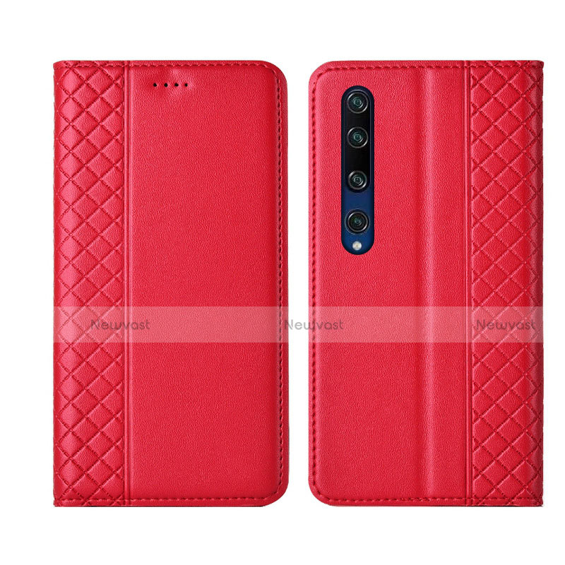 Leather Case Stands Flip Cover Holder for Xiaomi Mi 10 Red