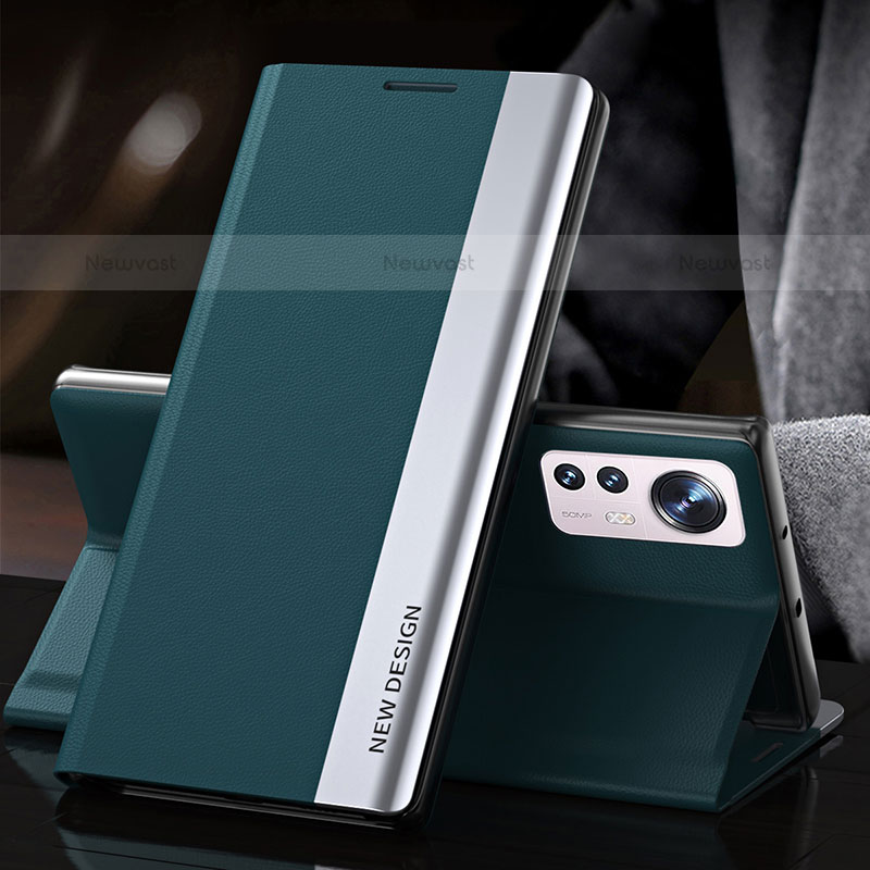 Leather Case Stands Flip Cover Holder for Xiaomi Mi 12 Pro 5G Green