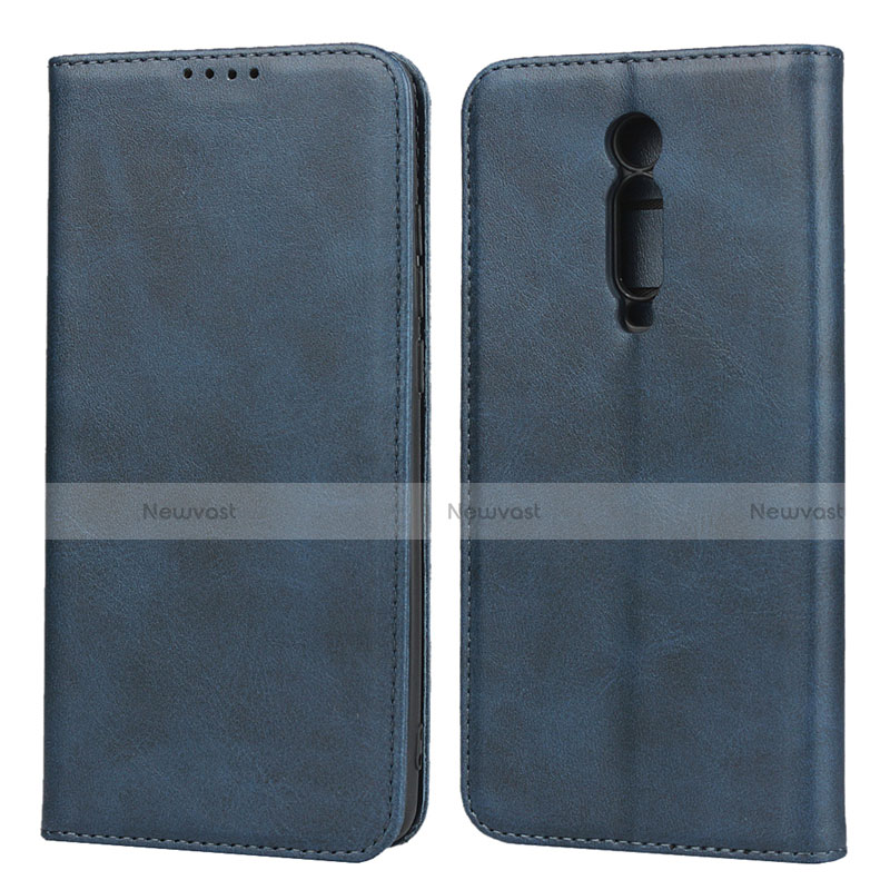 Leather Case Stands Flip Cover Holder for Xiaomi Mi 9T Blue