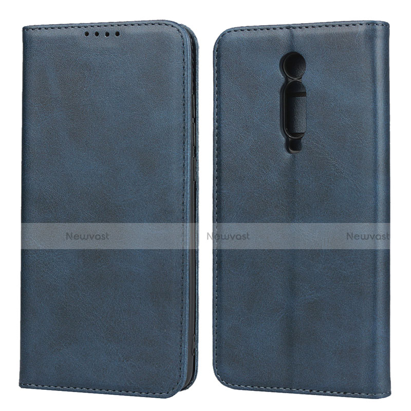 Leather Case Stands Flip Cover Holder for Xiaomi Mi 9T Pro Blue
