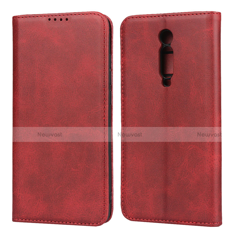 Leather Case Stands Flip Cover Holder for Xiaomi Mi 9T Pro Red