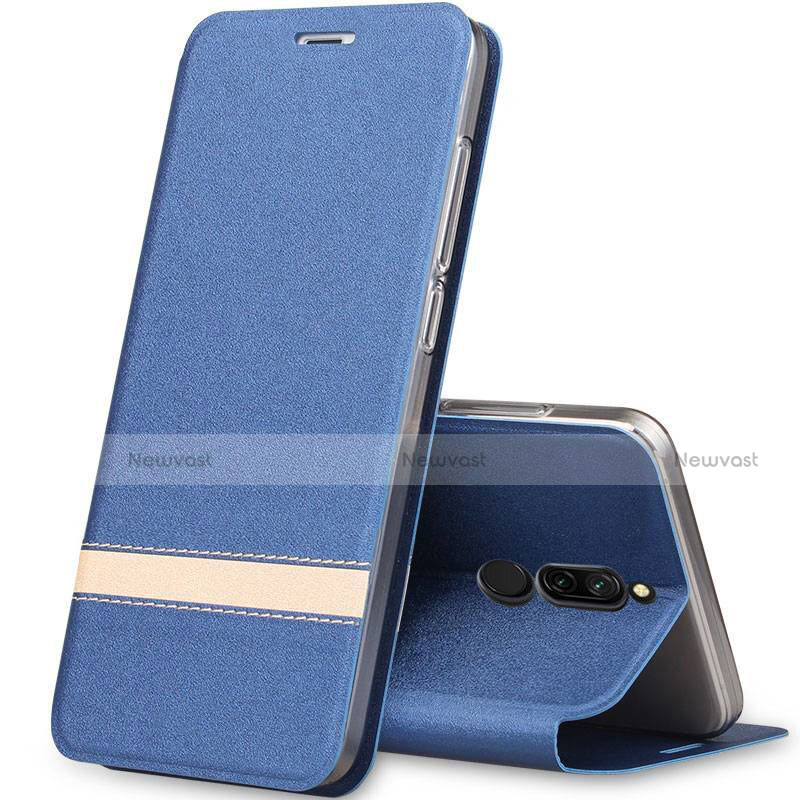 Leather Case Stands Flip Cover Holder for Xiaomi Redmi 8 Blue
