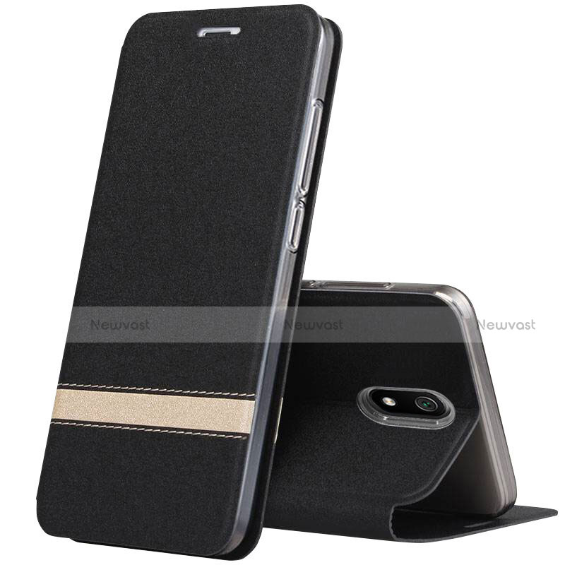Leather Case Stands Flip Cover Holder for Xiaomi Redmi 8A Black