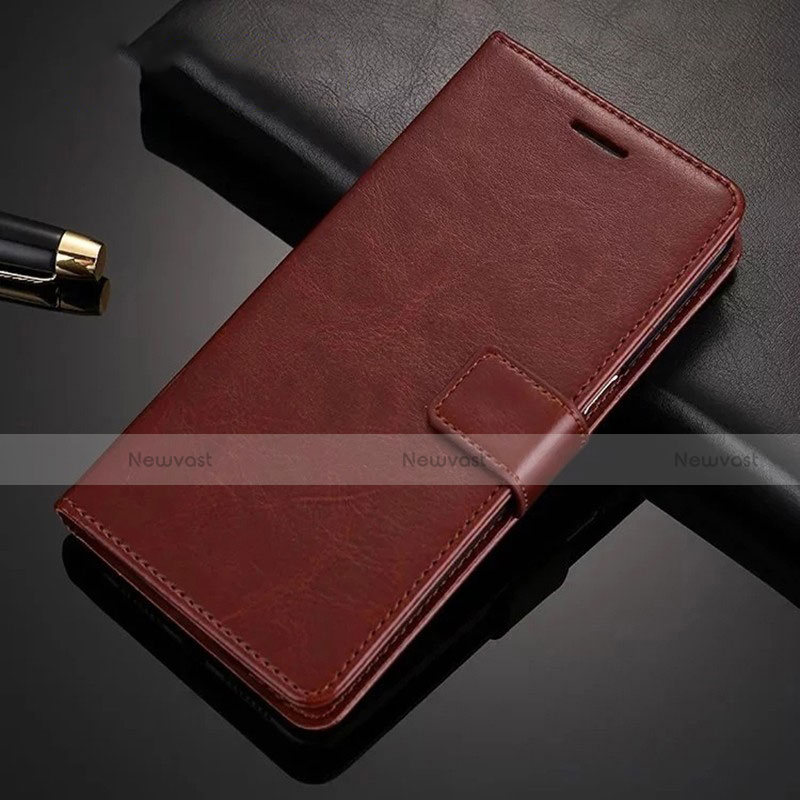 Leather Case Stands Flip Cover Holder for Xiaomi Redmi K30 4G Brown