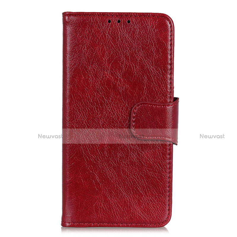 Leather Case Stands Flip Cover Holder for Xiaomi Redmi Note 9 Pro Max Red Wine