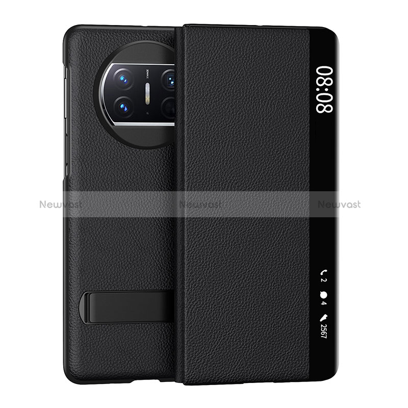 Leather Case Stands Flip Cover Holder GS1 for Huawei Mate X3 Black