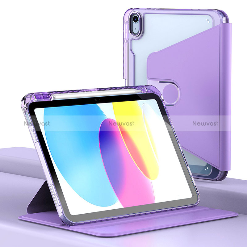 Leather Case Stands Flip Cover Holder H01 for Apple iPad 10.9 (2022) Purple