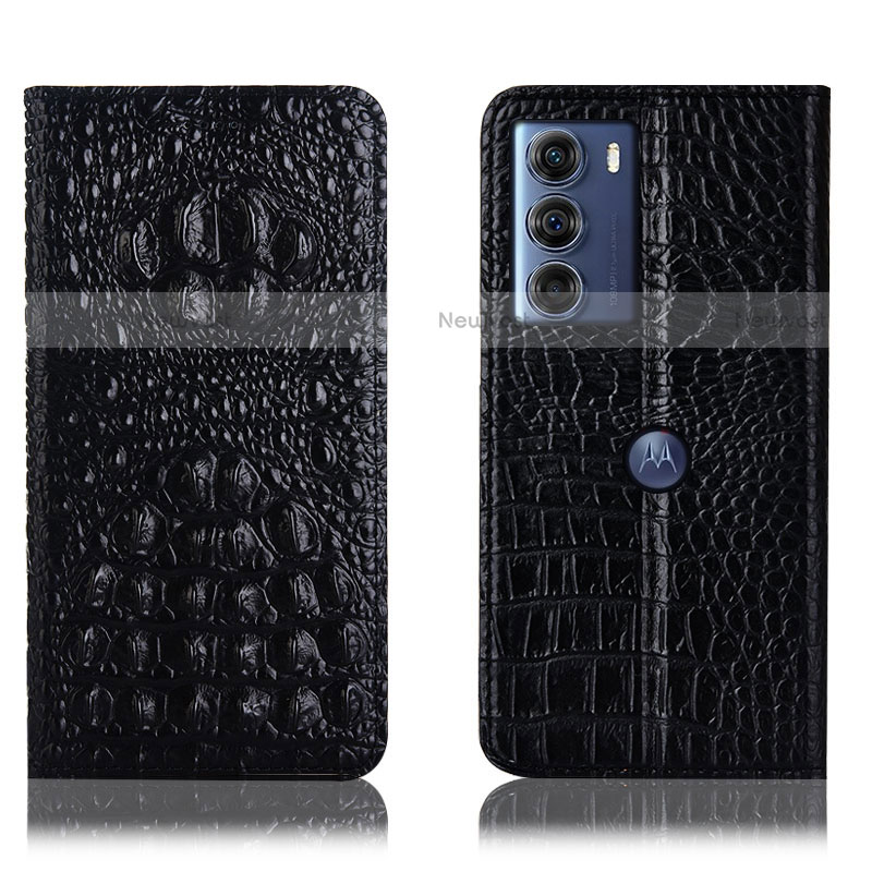 Leather Case Stands Flip Cover Holder H01P for Motorola Moto G200 5G