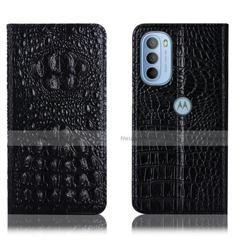 Leather Case Stands Flip Cover Holder H01P for Motorola Moto G41