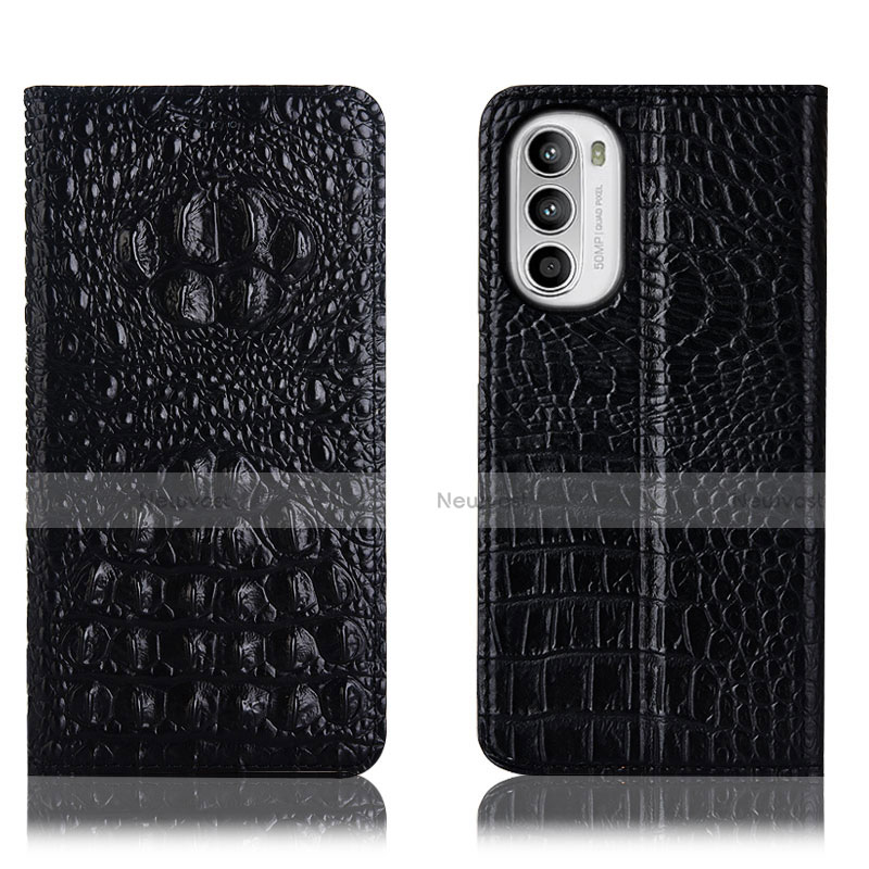 Leather Case Stands Flip Cover Holder H01P for Motorola MOTO G52