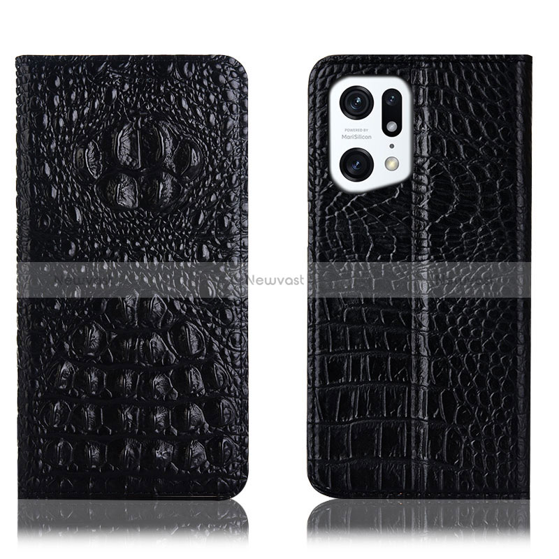 Leather Case Stands Flip Cover Holder H01P for Oppo Find X5 5G