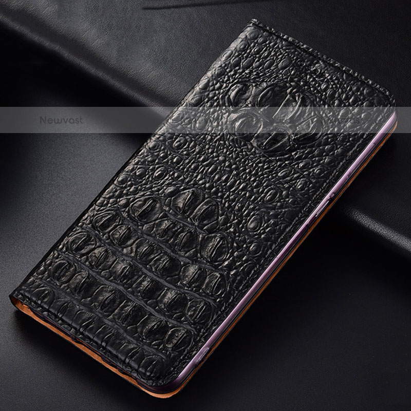 Leather Case Stands Flip Cover Holder H01P for Samsung Galaxy M53 5G Black