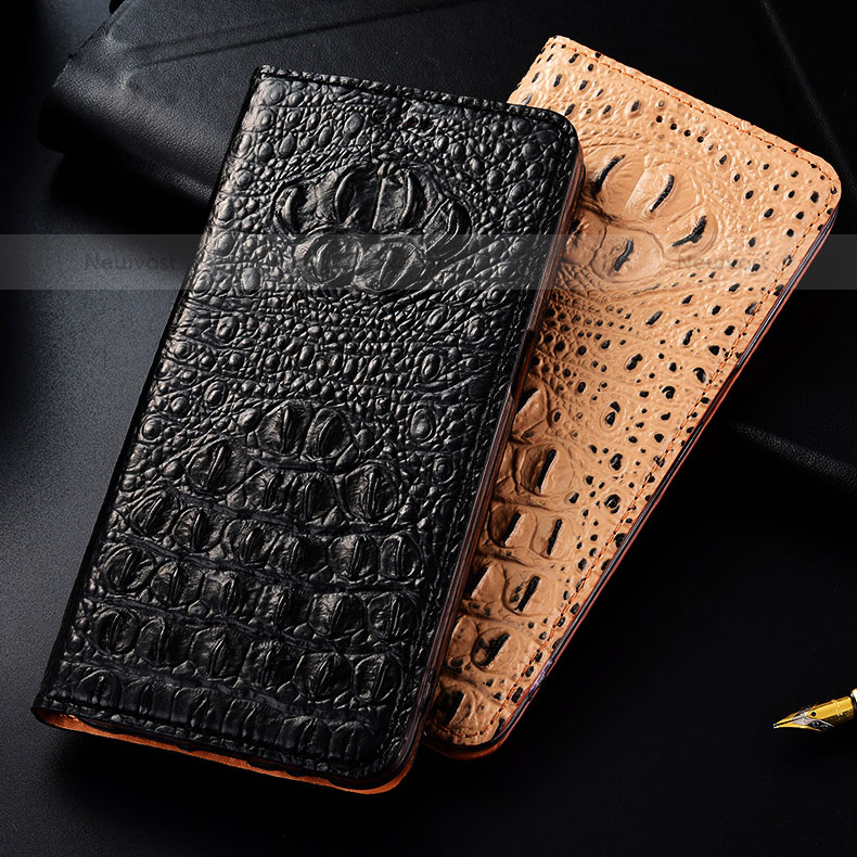 Leather Case Stands Flip Cover Holder H01P for Samsung Galaxy S22 Ultra 5G