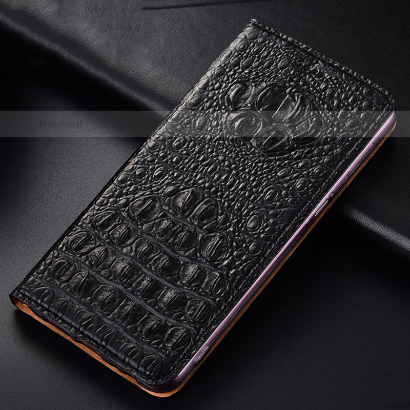 Leather Case Stands Flip Cover Holder H01P for Vivo iQOO 8 Pro 5G Black
