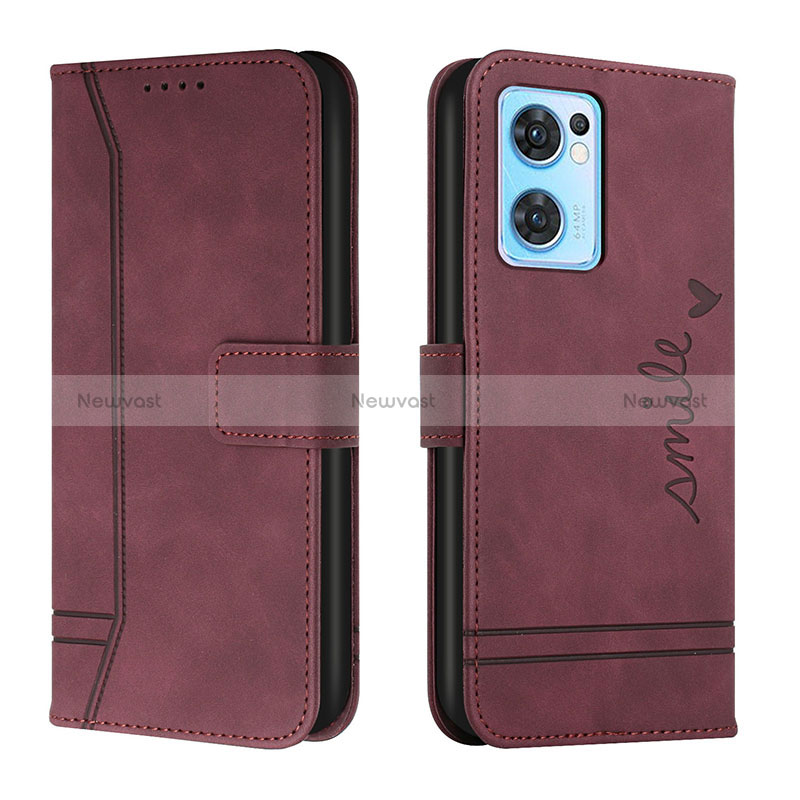Leather Case Stands Flip Cover Holder H01X for Oppo Reno7 5G