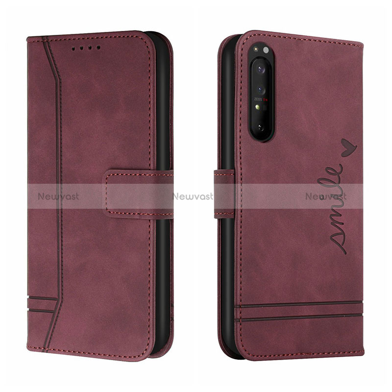 Leather Case Stands Flip Cover Holder H01X for Sony Xperia 1 II Red