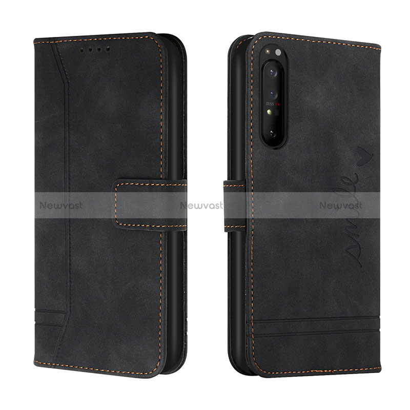 Leather Case Stands Flip Cover Holder H01X for Sony Xperia 5 III Black