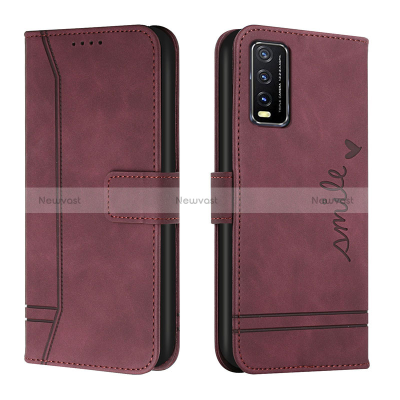 Leather Case Stands Flip Cover Holder H01X for Vivo Y11s