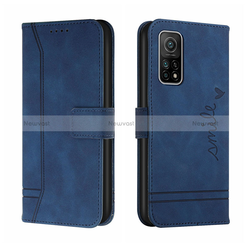 Leather Case Stands Flip Cover Holder H01X for Xiaomi Mi 10T 5G Blue