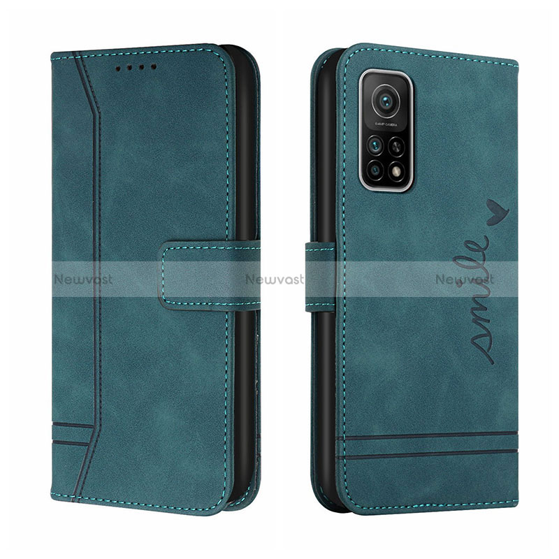 Leather Case Stands Flip Cover Holder H01X for Xiaomi Mi 10T 5G Green