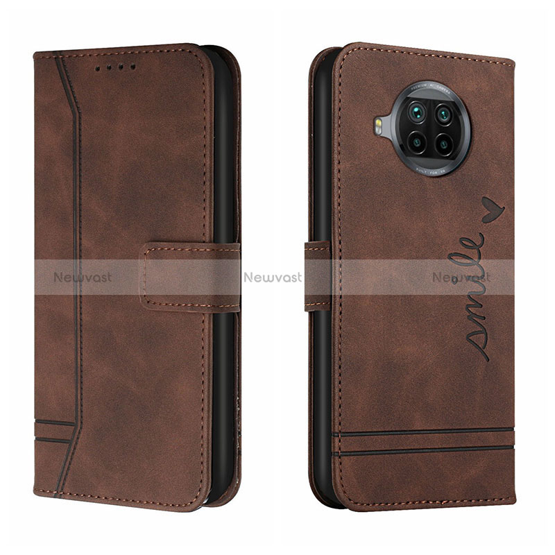 Leather Case Stands Flip Cover Holder H01X for Xiaomi Mi 10T Lite 5G Brown