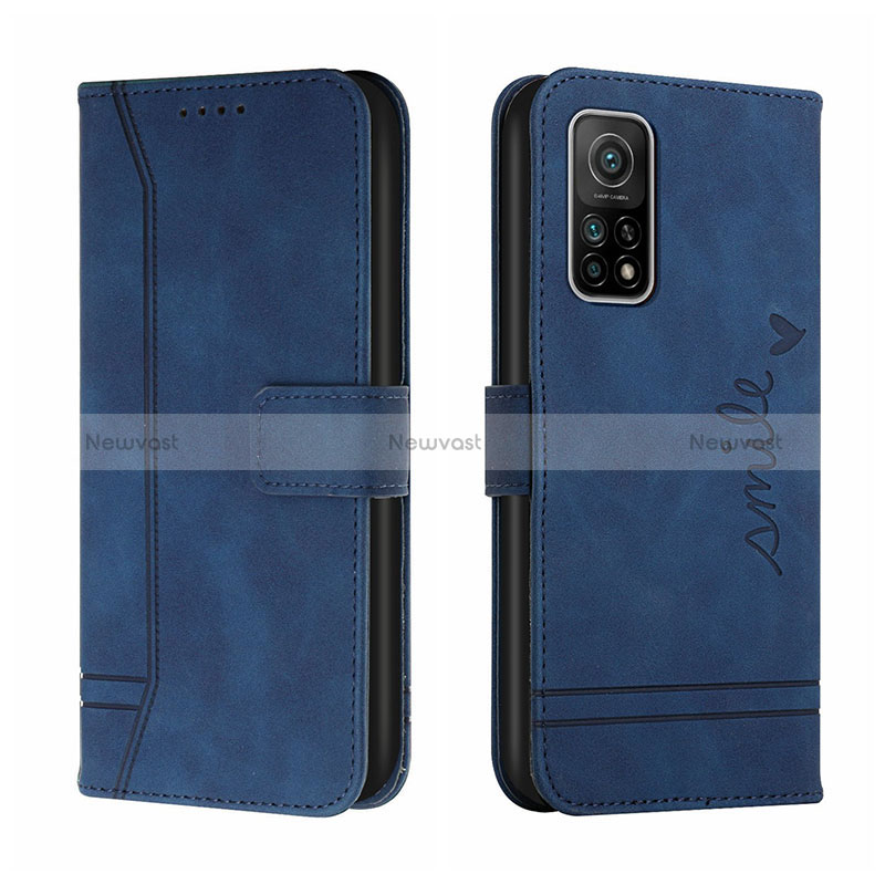 Leather Case Stands Flip Cover Holder H01X for Xiaomi Mi 10T Pro 5G Blue