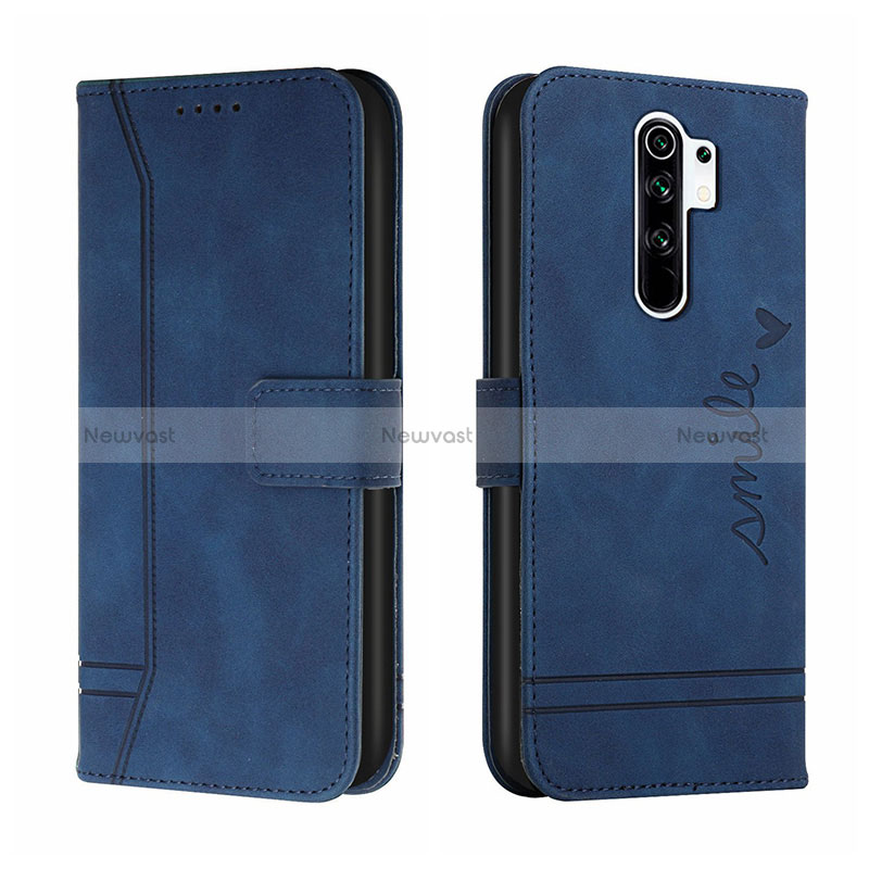 Leather Case Stands Flip Cover Holder H01X for Xiaomi Redmi 9 Blue