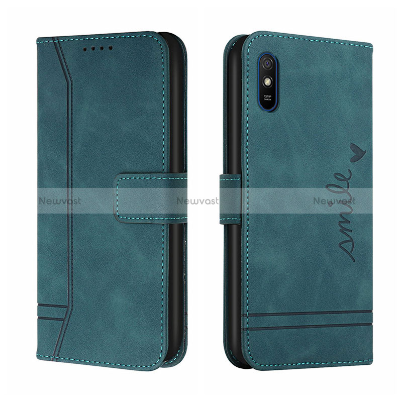 Leather Case Stands Flip Cover Holder H01X for Xiaomi Redmi 9AT Green