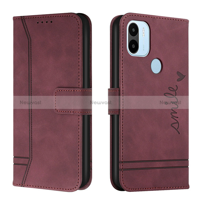 Leather Case Stands Flip Cover Holder H01X for Xiaomi Redmi A1 Plus Red