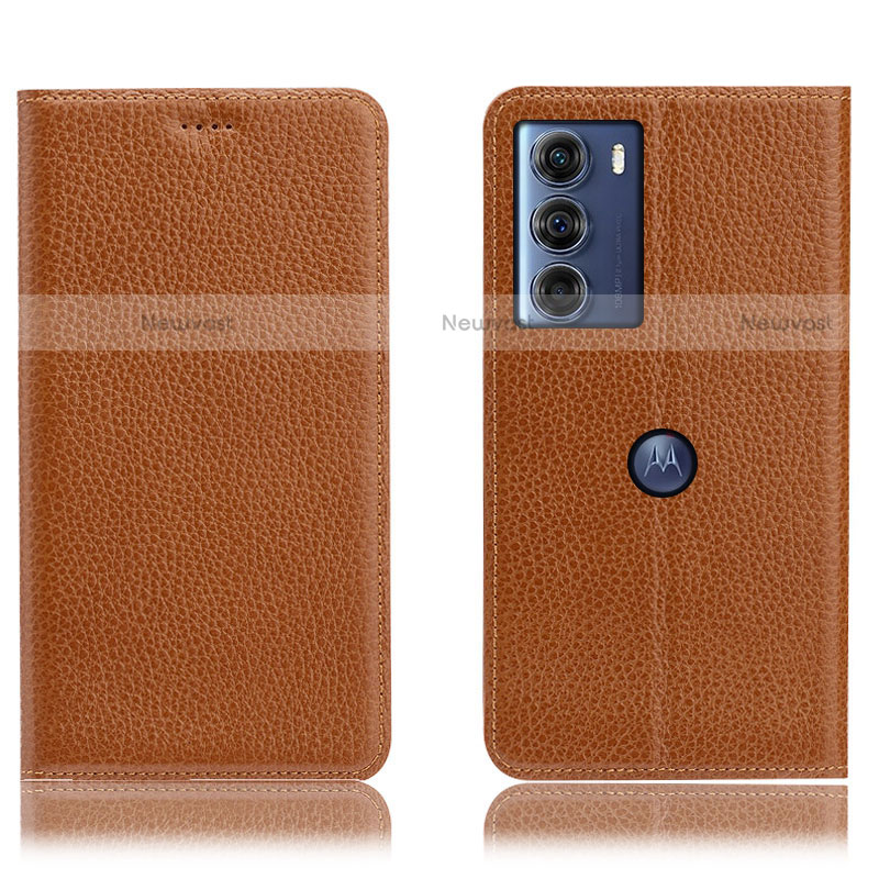 Leather Case Stands Flip Cover Holder H02P for Motorola Moto G200 5G