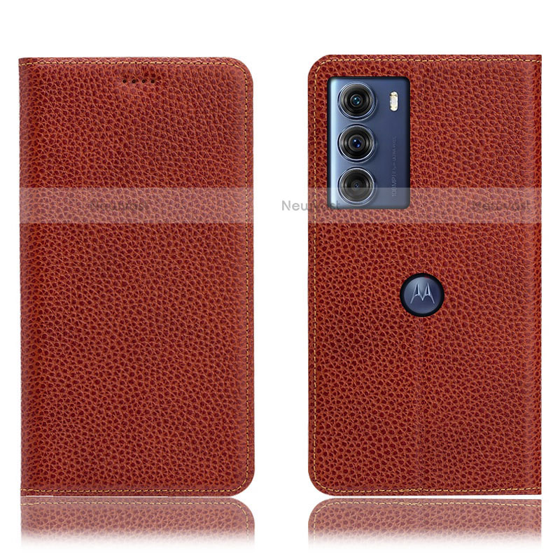 Leather Case Stands Flip Cover Holder H02P for Motorola Moto G200 5G